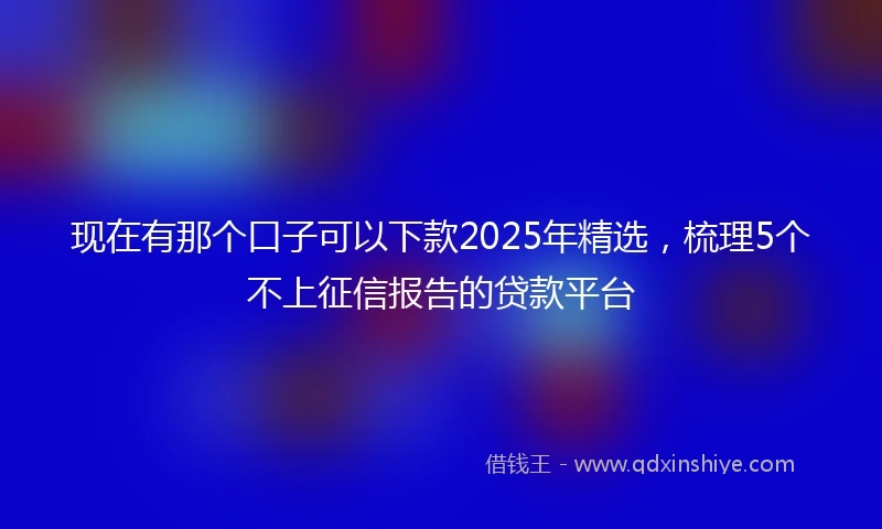 现在有那个口子可以下款2025年精选，梳理5个不上征信报告的贷款平台