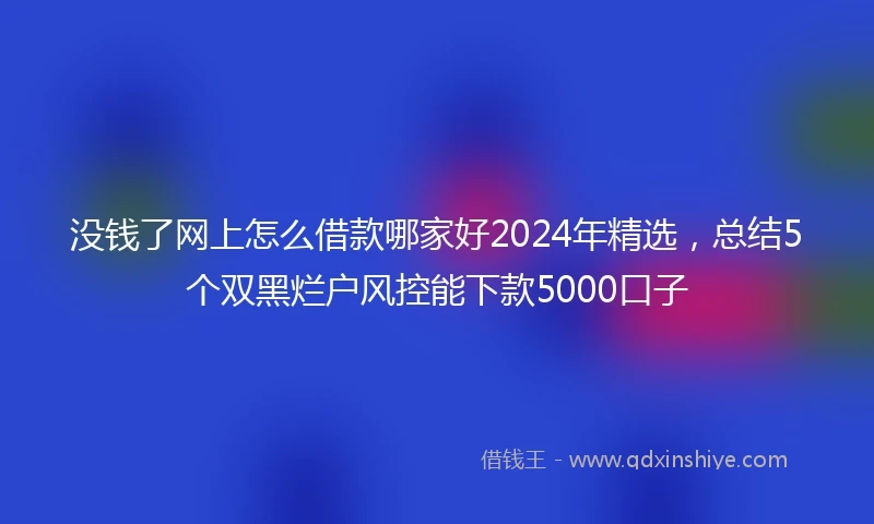 没钱了网上怎么借款哪家好2024年精选，总结5个双黑烂户风控能下款5000口子