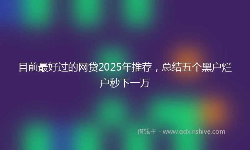 目前最好过的网贷2025年推荐，总结五个黑户烂户秒下一万