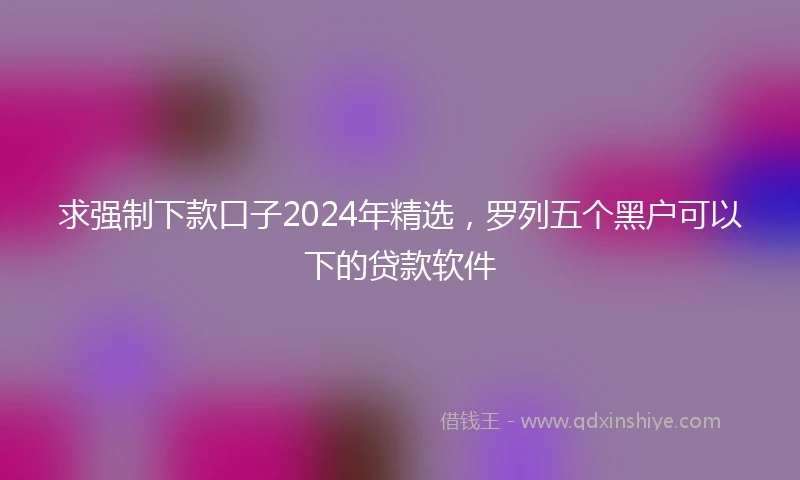 求强制下款口子2024年精选，罗列五个黑户可以下的贷款软件