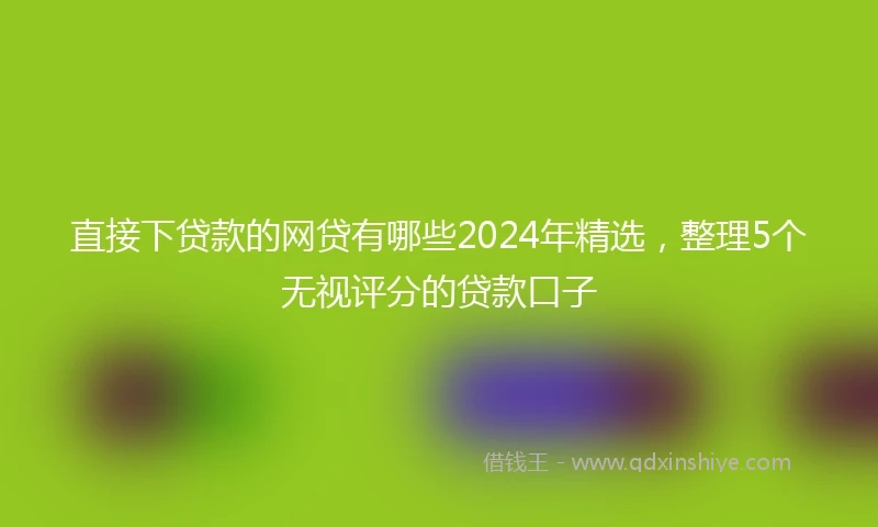 直接下贷款的网贷有哪些2024年精选，整理5个无视评分的贷款口子
