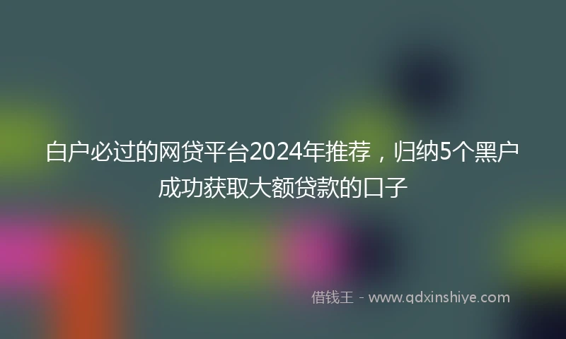 白户必过的网贷平台2024年推荐，归纳5个黑户成功获取大额贷款的口子