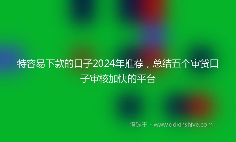 特容易下款的口子2024年推荐，总结五个审贷口子审核加快的平台