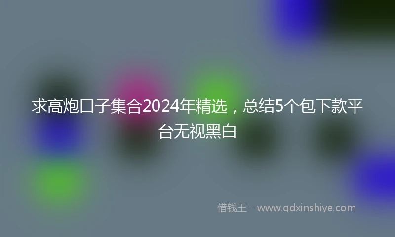 求高炮口子集合2024年精选，总结5个包下款平台无视黑白