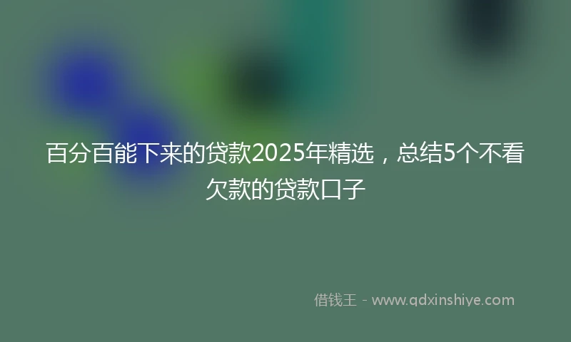 百分百能下来的贷款2025年精选，总结5个不看欠款的贷款口子