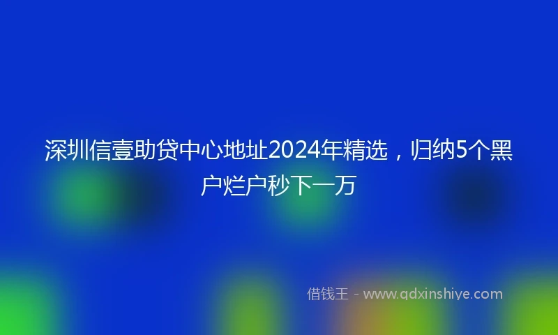 深圳信壹助贷中心地址2024年精选，归纳5个黑户烂户秒下一万