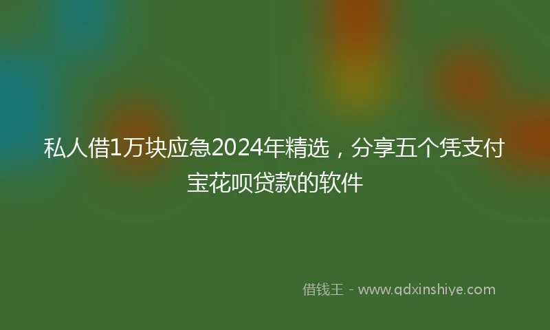 私人借1万块应急2024年精选，分享五个凭支付宝花呗贷款的软件