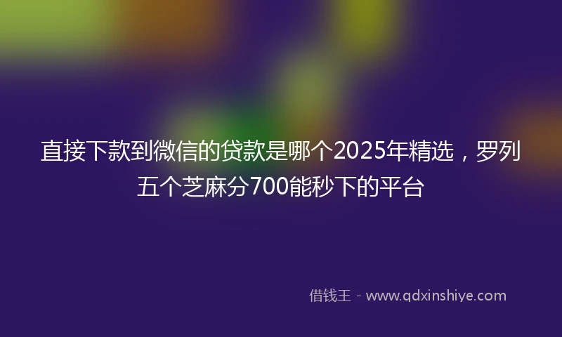 直接下款到微信的贷款是哪个2025年精选，罗列五个芝麻分700能秒下的平台