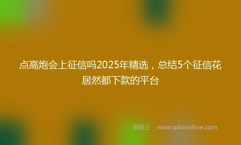 点高炮会上征信吗2025年精选,总结5个征信花居然都下款的平台