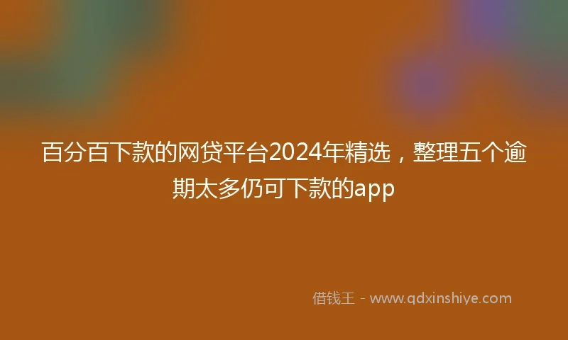 百分百下款的网贷平台2024年精选，整理五个逾期太多仍可下款的app
