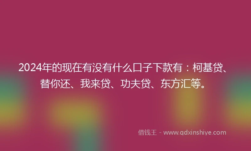2024年的现在有没有什么口子下款有：柯基贷、替你还、我来贷、功夫贷、东方汇等。