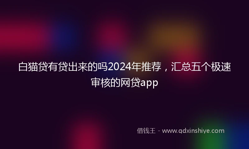 白猫贷有贷出来的吗2024年推荐，汇总五个极速审核的网贷app