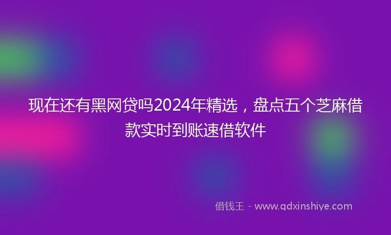 现在还有黑网贷吗2024年精选，盘点五个芝麻借款实时到账速借软件