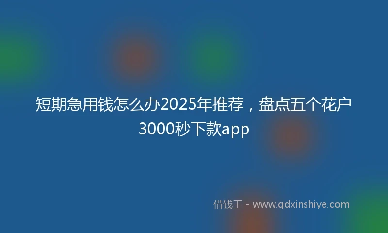 短期急用钱怎么办2025年推荐，盘点五个花户3000秒下款app