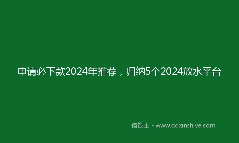 申请必下款2024年推荐，归纳5个2024放水平台
