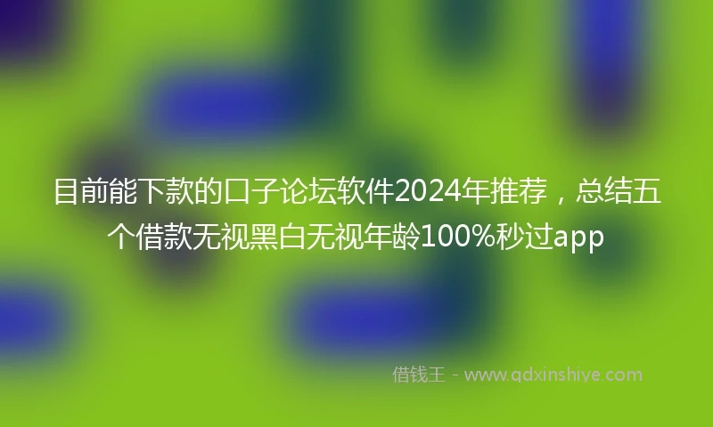 目前能下款的口子论坛软件2024年推荐，总结五个借款无视黑白无视年龄100%秒过app