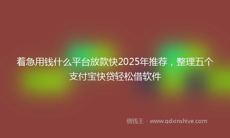 着急用钱什么平台放款快2025年推荐，整理五个支付宝快贷轻松借软件