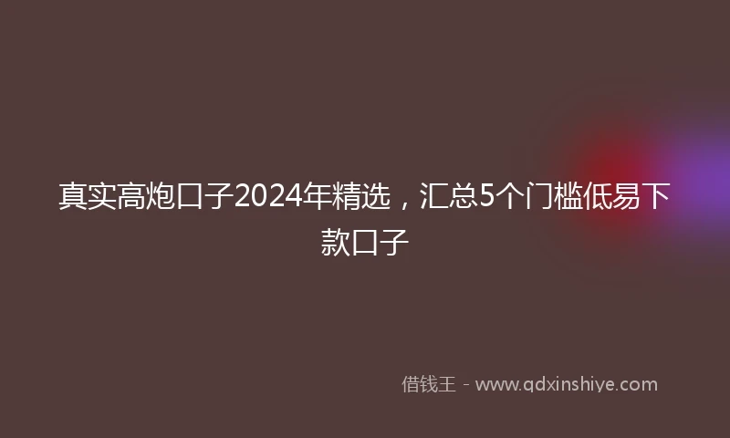 真实高炮口子2024年精选，汇总5个门槛低易下款口子