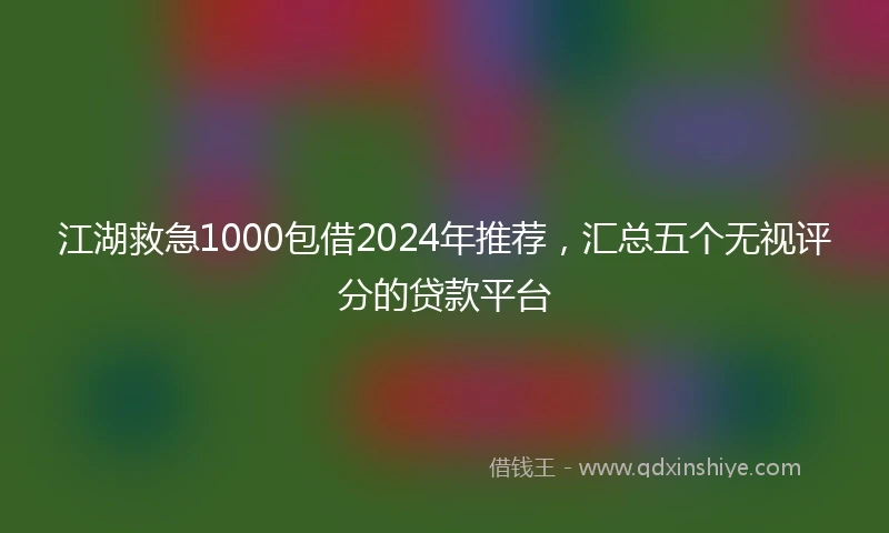 江湖救急1000包借2024年推荐，汇总五个无视评分的贷款平台