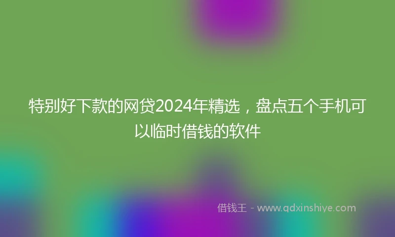 特别好下款的网贷2024年精选，盘点五个手机可以临时借钱的软件