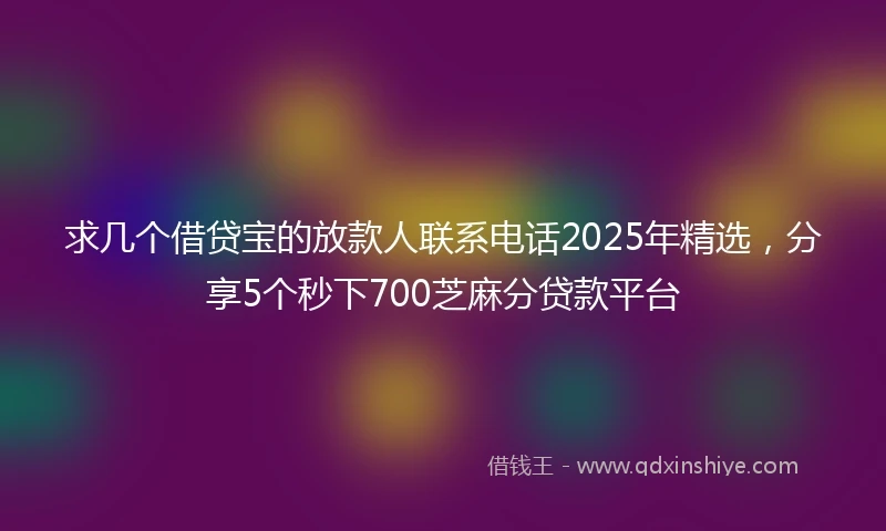 求几个借贷宝的放款人联系电话2025年精选，分享5个秒下700芝麻分贷款平台