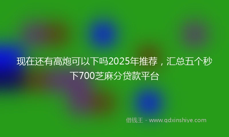 现在还有高炮可以下吗2025年推荐，汇总五个秒下700芝麻分贷款平台