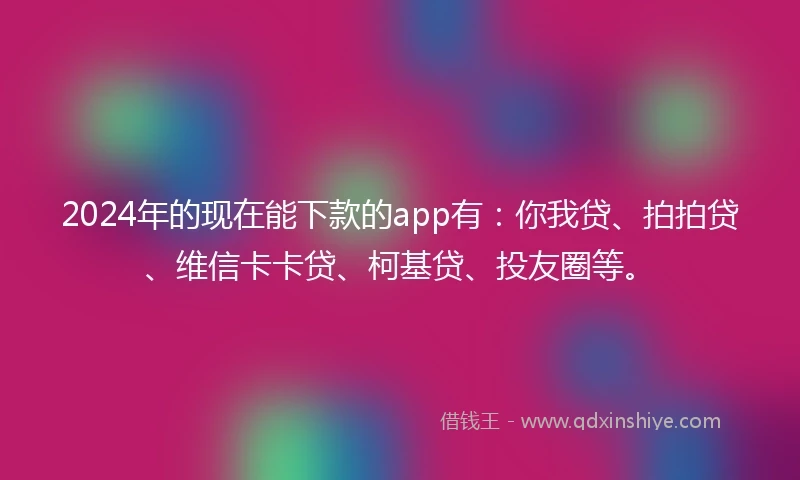 2024年的现在能下款的app有：你我贷、拍拍贷、维信卡卡贷、柯基贷、投友圈等。