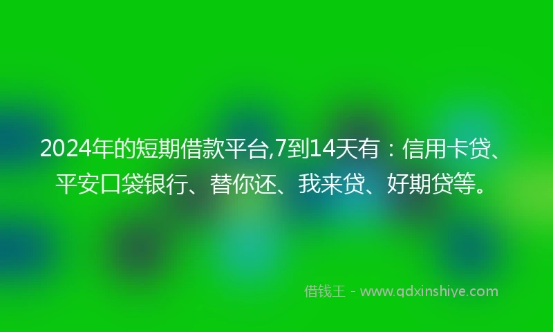 2024年的短期借款平台,7到14天有:信用卡贷、平安口袋银行、替你还、我来贷、好期贷等。
