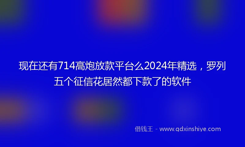现在还有714高炮放款平台么2024年精选，罗列五个征信花居然都下款了的软件