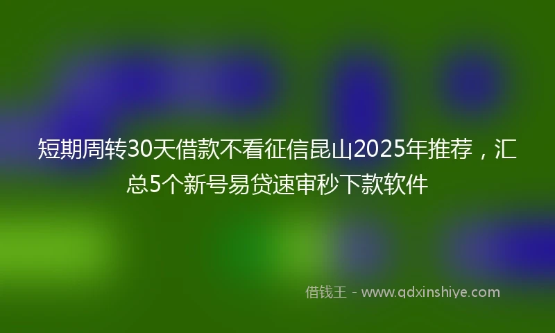 短期周转30天借款不看征信昆山2025年推荐，汇总5个新号易贷速审秒下款软件