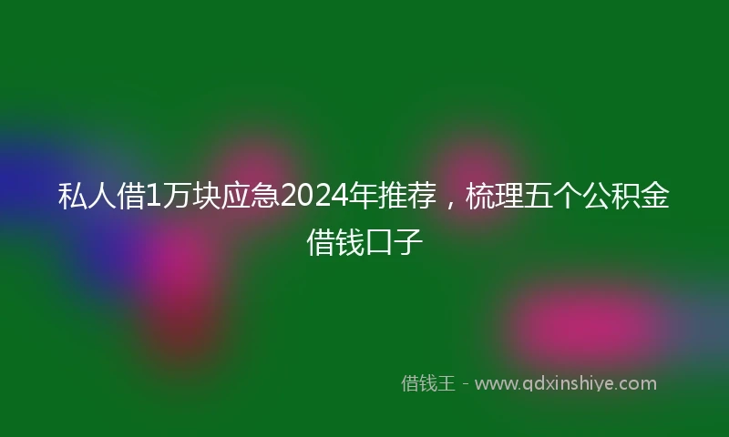 私人借1万块应急2024年推荐，梳理五个公积金借钱口子