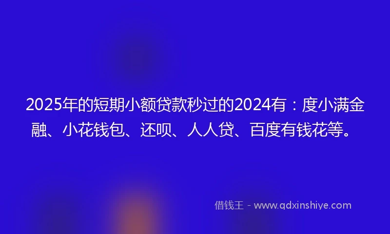 2025年的短期小额贷款秒过的2024有：度小满金融、小花钱包、还呗、人人贷、百度有钱花等。