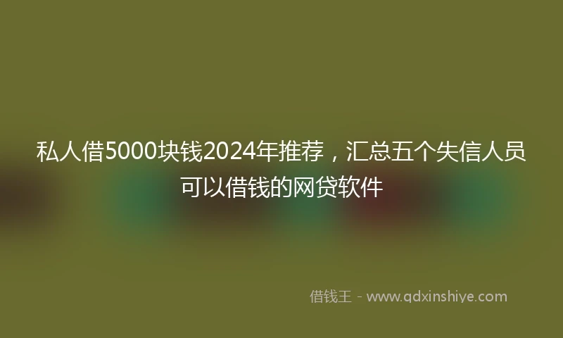 私人借5000块钱2024年推荐，汇总五个失信人员可以借钱的网贷软件