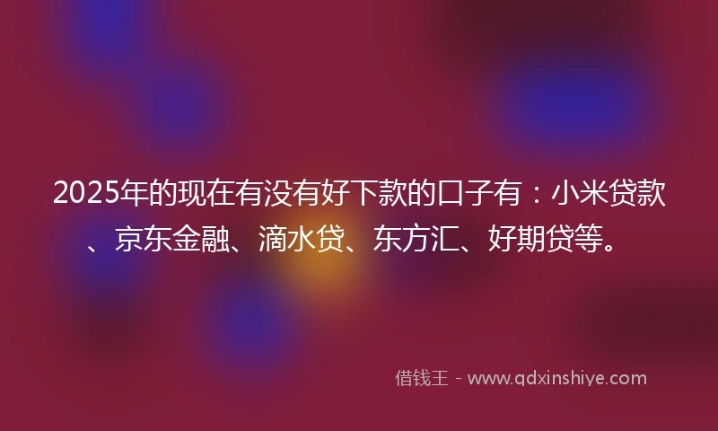2025年的现在有没有好下款的口子有：小米贷款、京东金融、滴水贷、东方汇、好期贷等。