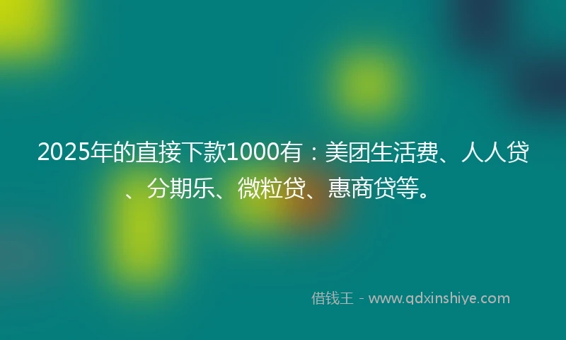 2025年的直接下款1000有：美团生活费、人人贷、分期乐、微粒贷、惠商贷等。