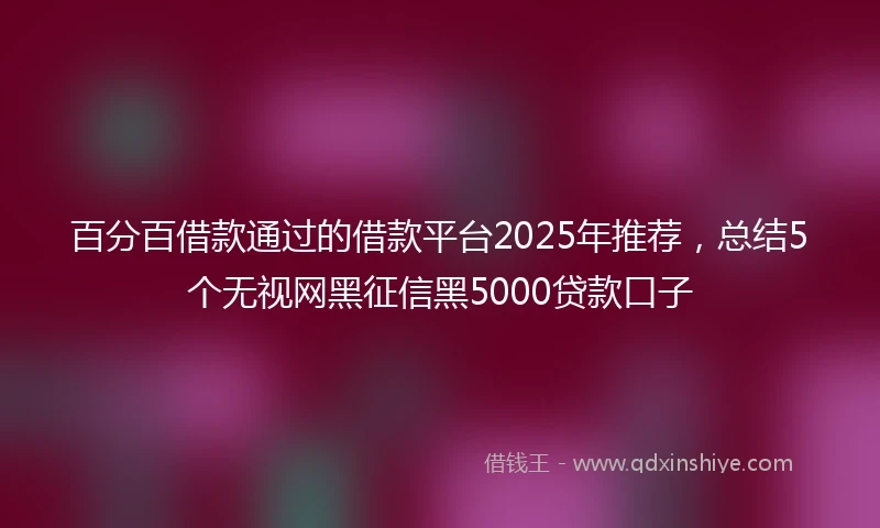 百分百借款通过的借款平台2025年推荐，总结5个无视网黑征信黑5000贷款口子
