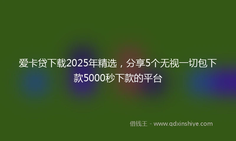 爱卡贷下载2025年精选，分享5个无视一切包下款5000秒下款的平台