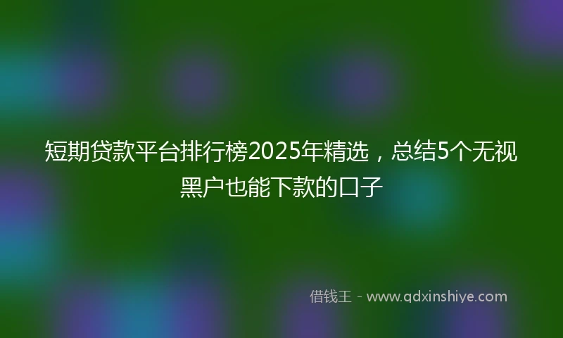 短期贷款平台排行榜2025年精选，总结5个无视黑户也能下款的口子