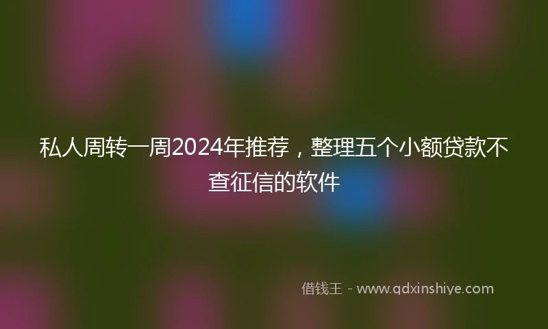 私人周转一周2024年推荐，整理五个小额贷款不查征信的软件