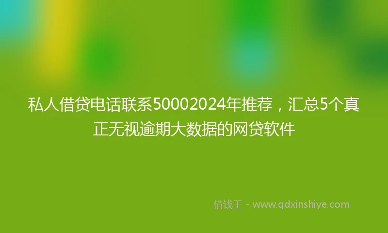 私人借贷电话联系50002024年推荐，汇总5个真正无视逾期大数据的网贷软件