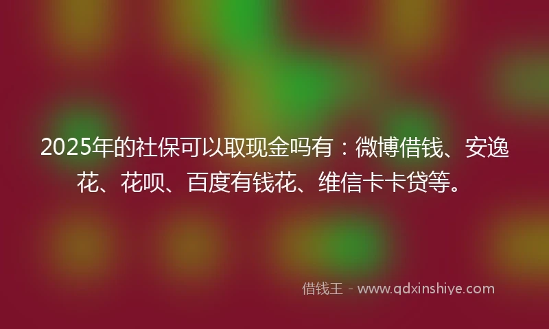 2025年的社保可以取现金吗有：微博借钱、安逸花、花呗、百度有钱花、维信卡卡贷等。