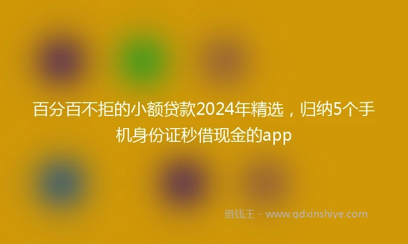 百分百不拒的小额贷款2024年精选，归纳5个手机身份证秒借现金的app