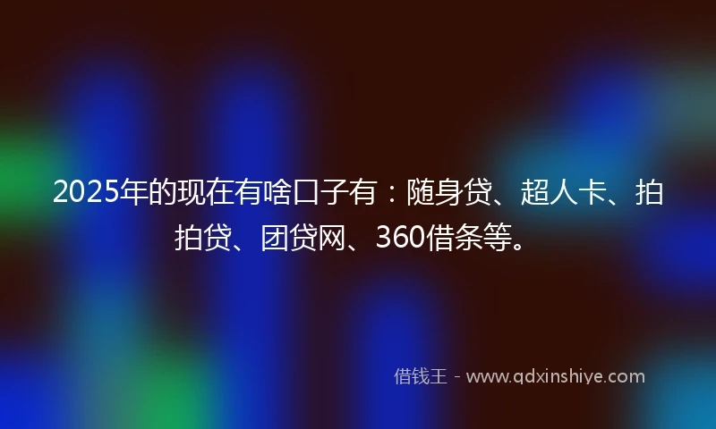 2025年的现在有啥口子有：随身贷、超人卡、拍拍贷、团贷网、360借条等。