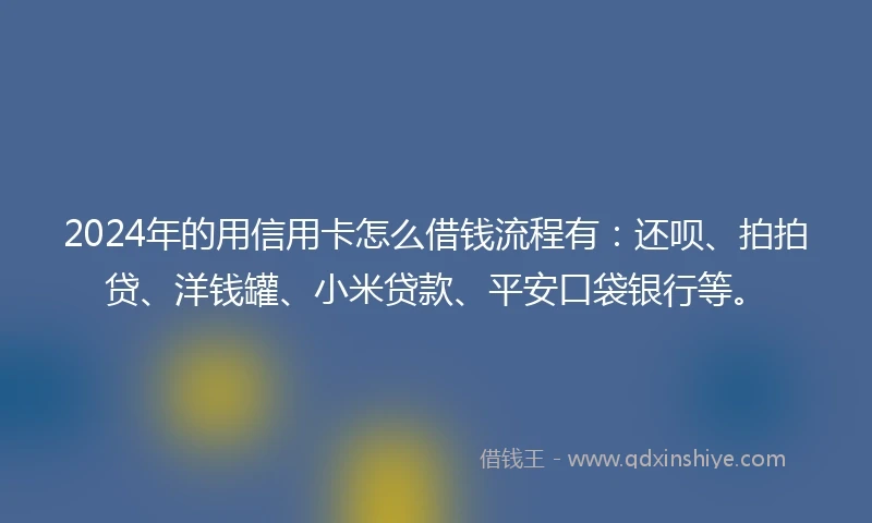 2024年的用信用卡怎么借钱流程有：还呗、拍拍贷、洋钱罐、小米贷款、平安口袋银行等。