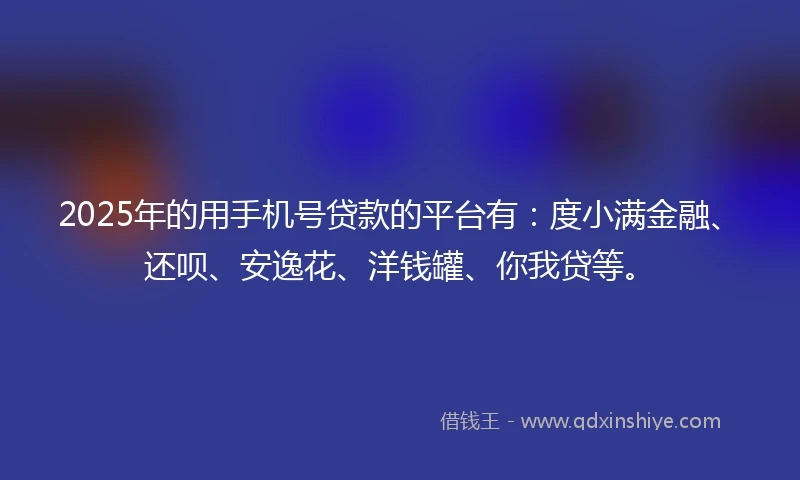 2025年的用手机号贷款的平台有：度小满金融、还呗、安逸花、洋钱罐、你我贷等。