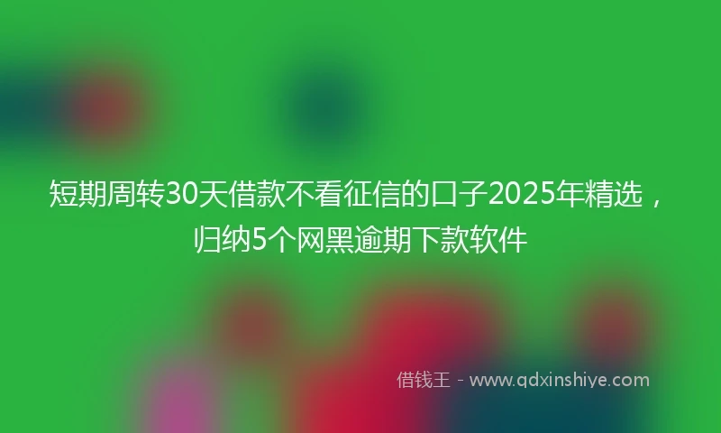 短期周转30天借款不看征信的口子2025年精选，归纳5个网黑逾期下款软件