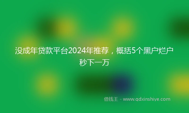 没成年贷款平台2024年推荐，概括5个黑户烂户秒下一万