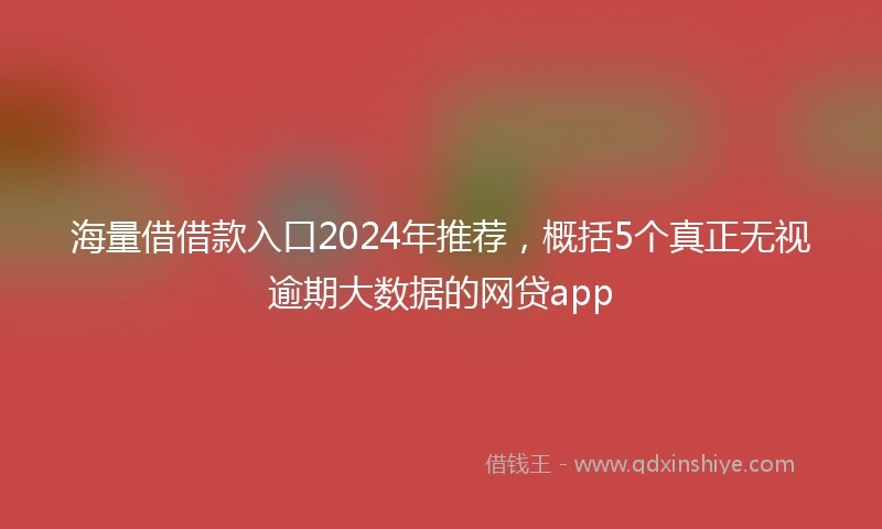 海量借借款入口2024年推荐，概括5个真正无视逾期大数据的网贷app