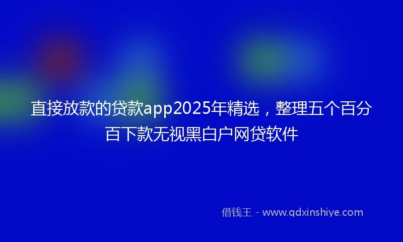 直接放款的贷款app2025年精选，整理五个百分百下款无视黑白户网贷软件