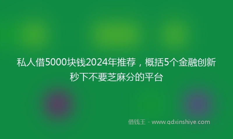 私人借5000块钱2024年推荐，概括5个金融创新秒下不要芝麻分的平台